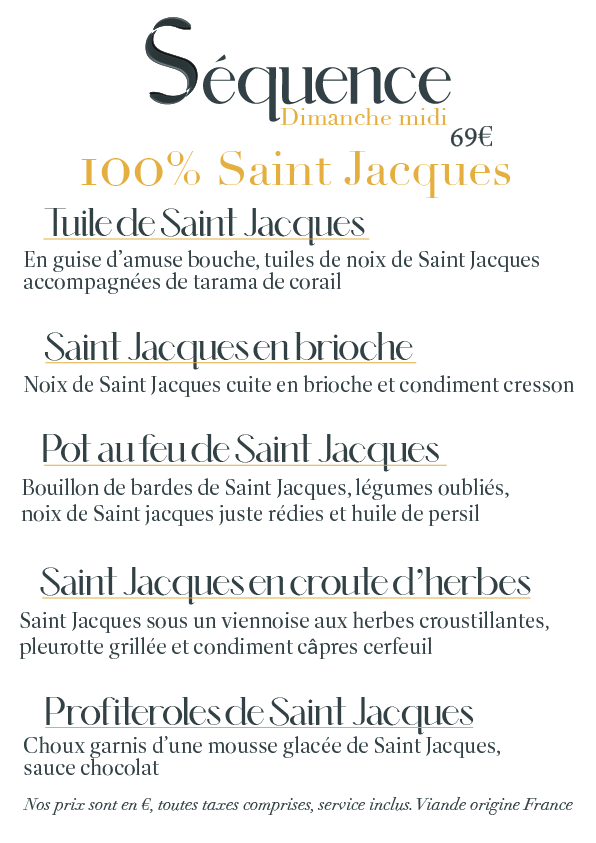 Menu 100% Saint Jacques